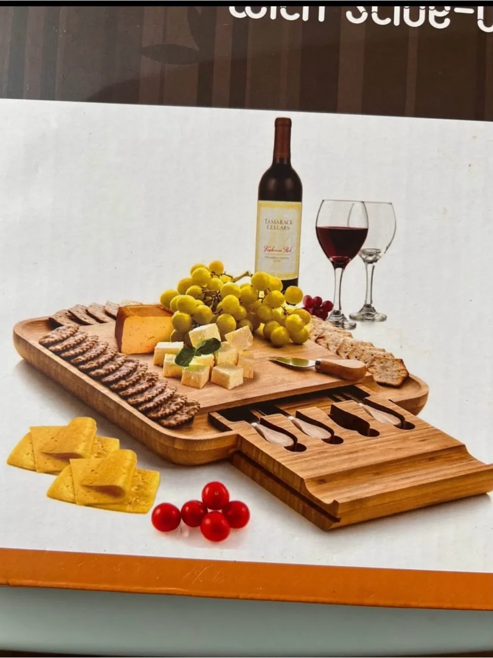 Natural Bamboo Cheese Board & Cutlery Set